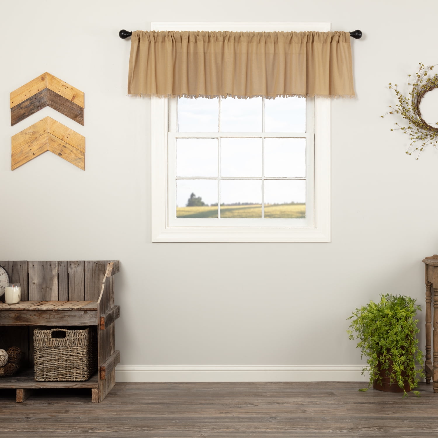 Khaki Tan Farmhouse Kitchen Curtains Salem Tobacco Cloth Rod Pocket