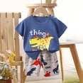 thumbnail image 2 of MIASHUI Ensemble de Shorts Décontractés pour Garçons Été Haut Graphique à Manches Courtes et Shorts Pyjamas, Marine, 5-6 Ans, 2 of 3