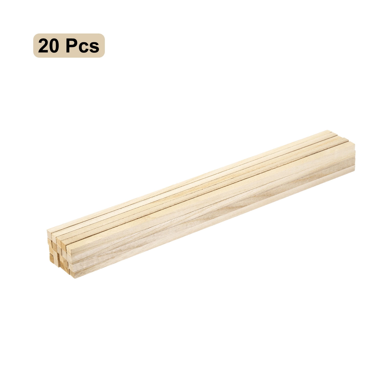 Square Wooden Sticks, 20"x0.5"x0.5" Dowel Rod Unfinished Hardwood Stick Craft Twigs Log Stick for DIY Crafts 20pcs