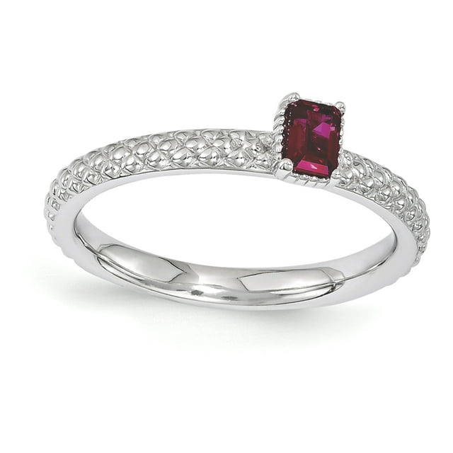 Bague en Argent Sterling Stackable Expressions Rubis Créé Pierre Unique Taille 5