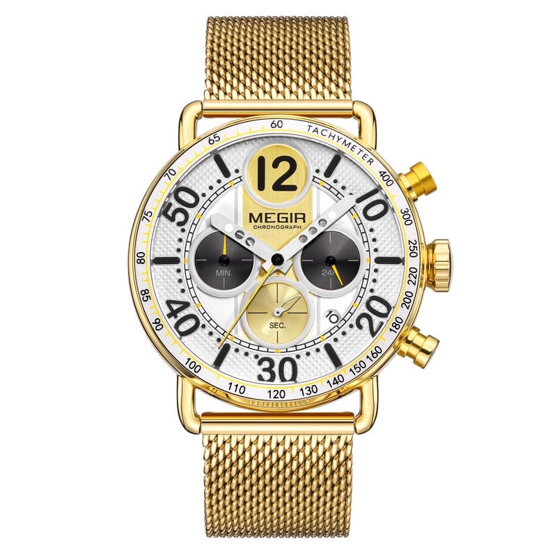 MEGIR Luxury Men's Business Casual Wristwatch Waterproof Analog Quartz Watch Chronograph Date Clock