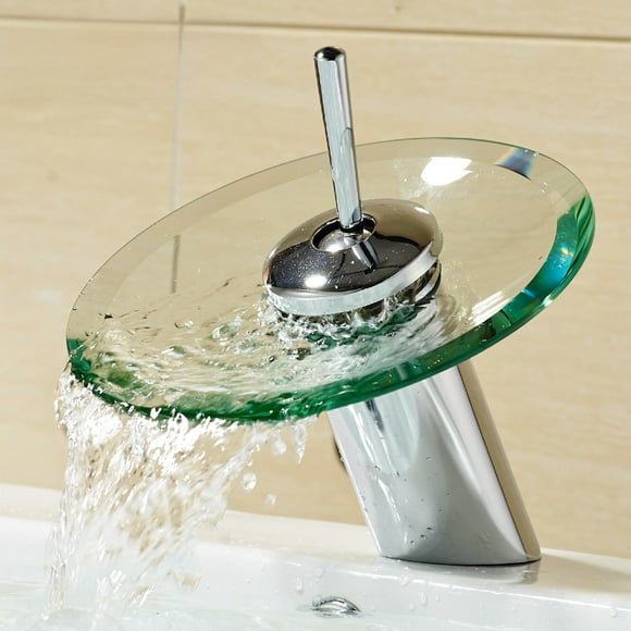 Hot and cold glass waterfall faucet home bathroom sink waterfall faucet