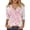Pink, variant on Bibifish Womens Tshirts Trendy Simple Floral Print Soft Relaxed Fit Tees V Neck 3/4 Sleeve Spring Summer Daily Workout Casual Stylish Wear