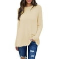 thumbnail image 2 of Dyfzdhu Fuzzy Tops for Women Plus Size Solid Long Sleeve Loose Thermal Fleece Crewneck Sweatshirts Beige, 2 of 5