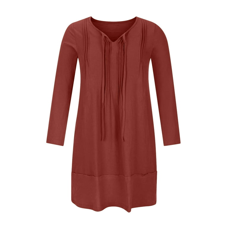 Zpanxa Women's Summer Cotton Linen Dresses, V-Neck 3/4