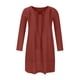 thumbnail image 4 of Vestido hasta la rodilla liso de manga tres cuartos suelto con cuello en V de algodón y lino a la moda para mujer Fridja  yut5351, 4 of 8