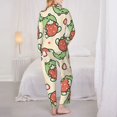 thumbnail image 6 of Goofa Frog Hold Strawberry Printed Women’s 2 Piece Pajama Set Super,Pajamas Women's Long Sleeve Sleepwear Soft Button Down Loungewear Pjs Lounge Set Nightwear-Medium, 6 of 9