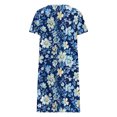 thumbnail image 4 of Sakmal Mid-Length Casual Dresses for Women Blue Crew Neck Basic Short Sleeve Floral Shift Dress, 4 of 5
