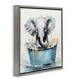 thumbnail image 4 of Stupell Industries Bathing Baby Elephant Typography Painting Gray Floater Framed Canvas Art Print Wall Art, 18 x 18, 4 of 10