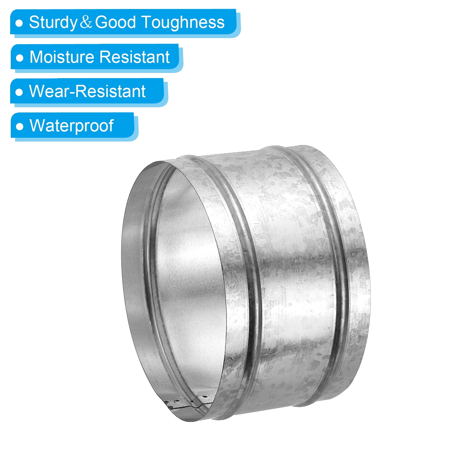 Uxcell 6.7" Duct Connector, 1 Set Galvanized Iron Duct Coupling Vent Coupler Dryer Pipe Coupling Hose Extension Connector with Duct Clamps for HVAC Exhaust Fan Vent Systems, 4" Long