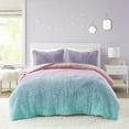thumbnail image 3 of Primrose Ombre Shaggy Faux Fur Comforter Set in Purple Multi - Soft 100% Polyester with Antimicrobial Finish, Includes Shams with Overlap Closure - Cozy Bedding for Stylish Bedrooms, 3 of 4