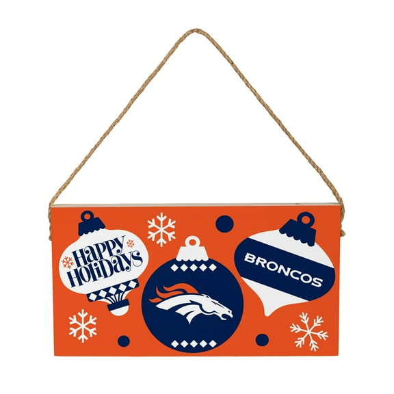 Denver Broncos 6" x 11" Holiday Wood Wall Sign