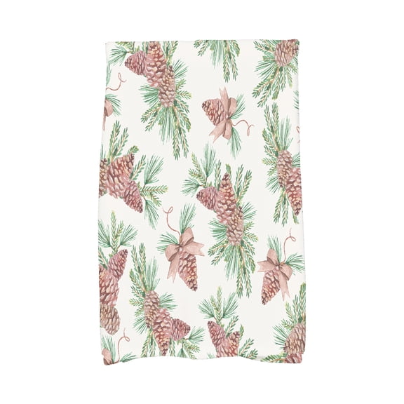 Greenery 16 x 25 Inch Off White Holiday Print Kitchen Towel