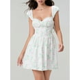 thumbnail image 4 of Rdhnmea Women Mini Dress, Cap Sleeve Low-cut Backless Flower Print A-line Dress Summer Dress, 4 of 9