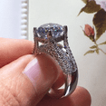 thumbnail image 2 of HeartsAndYou 5ct Round Cut Moissanite Cocktail Split Shank Engagement Ring for Women 18k White Gold over Silver, 2 of 5