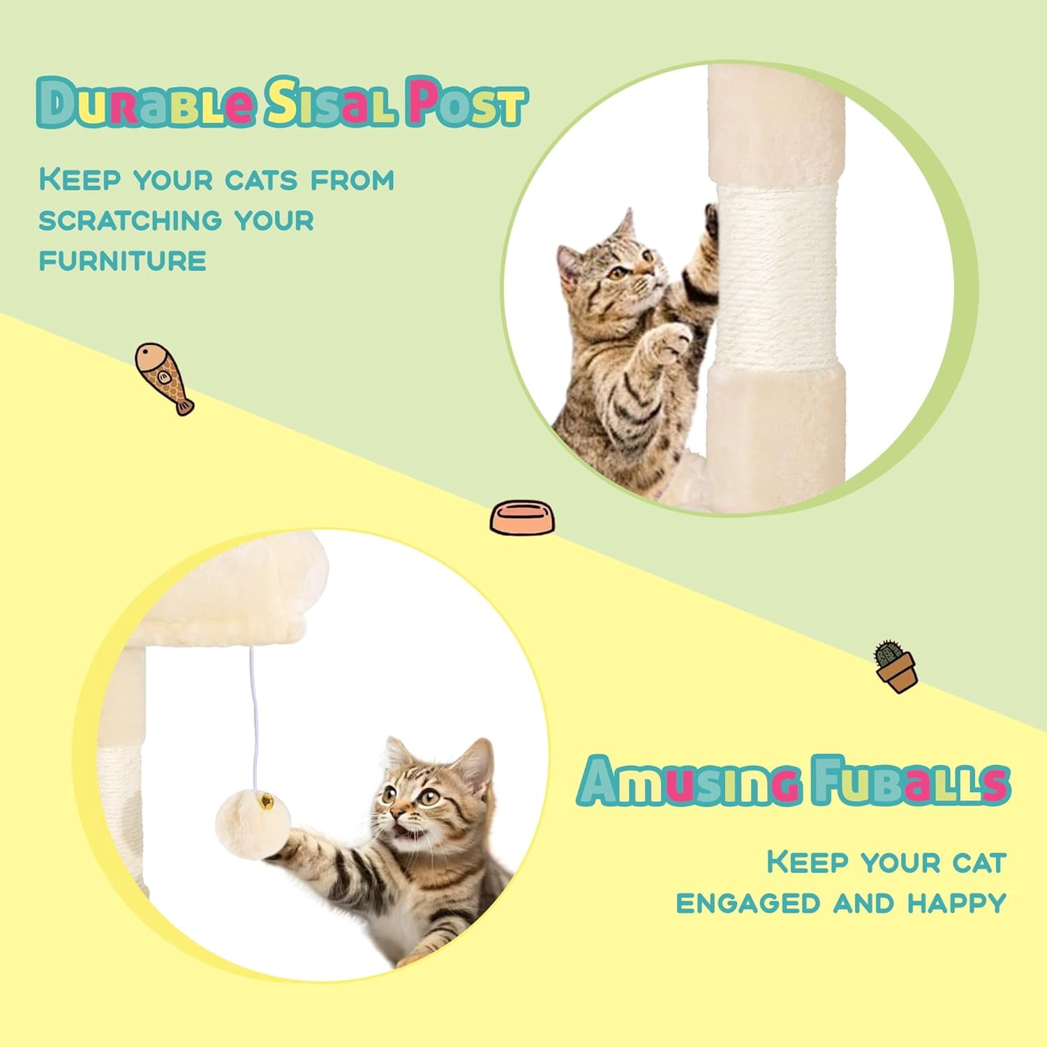 73in Fan-shaped Space-saving Corner Cat Tower/multi-level Tall Tree For Indoor Kitties/cozy Baskets/condos/house/perches/sisal Posts/pet Activity Center/beige