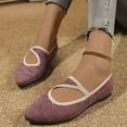 thumbnail image 4 of Miluxas Mary Jane Flats Shoes Women Pointed Toe Ballet Flats Dressy Flats for Women Knit Flats Comfort Breathable Lightweight Washable Flats Shoes Hot Pink 9(42), 4 of 7