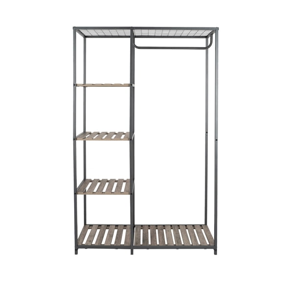 Better Homes & Gardens Farmhouse Gray Wood and Metal Garment Clothes Rack
