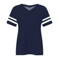thumbnail image 4 of Delayuji Plus Size V Neck T Shirts Women Short Sleeve Tops Casual Summer Tshirts Loose Fit Tee Blue L Polyester,Spandex Short Sleeve Shirts for Women, 4 of 4