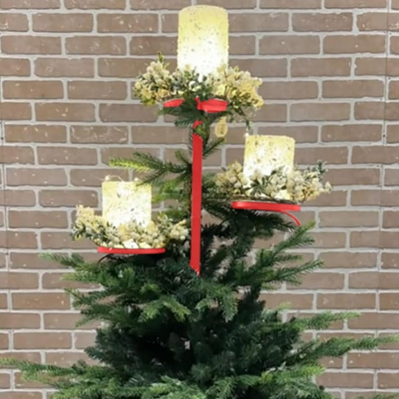 Candelabra Tree Topper For Christmas,Triple Tree Topper Shelf For Christmas Tree Topper,Candle Tree Topper,Tree Topper Candelabra For Christmas,3 Tier Candle Holders, Unique Xmas Topper Decorations