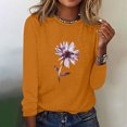 thumbnail image 2 of IROINNID Pink Tops for Women Long Sleeves Shirts Graphic Printed Round Neck Casual Tee Reduced,Yellow, 2 of 5