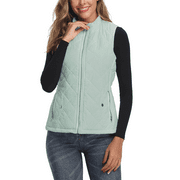 Women's Vests Zip up Quilted Padded Lightweight Vest for Women in Light Green