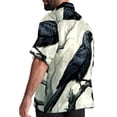 thumbnail image 3 of Crow Men's Short Sleeve Hawaiian Shirt Button Down Poplin Beach Casual Printed Unisex Summer Tops, 3 of 6