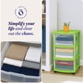 thumbnail image 6 of Homz Clear Plastic 3 Drawer Medium Home Storage Container Tower w/Wheels, 6 of 7
