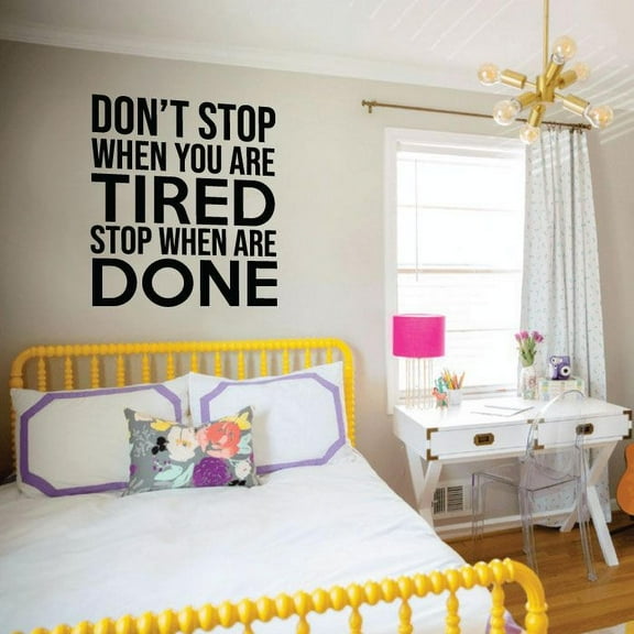 Dont Stop When Youre Tired Quote Fitness Workout Success Motivation Quotes Wall Decals Healthy Lifestyle for Girls Boys Gym Home Sports Room Decor Vinyl Wall Art Stickers Decoration Size (20x18 inch)