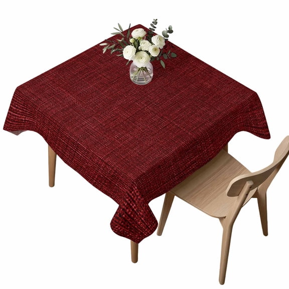 Waterproof Tablecloth Classic Solid Dark Red Square Table Cloth 54x54in,Wipeable Washable Table Cover Vintage Monochrome Tablecloths for Dining Tables Kitchen Picnic Camping Ourdoor Party