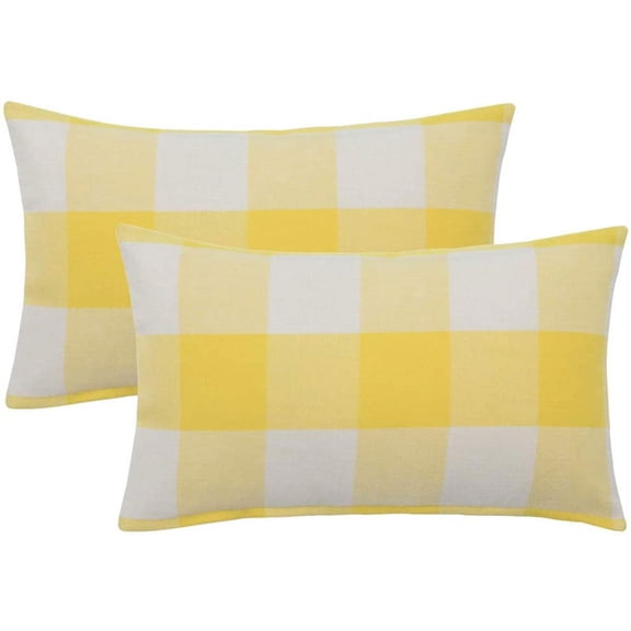 2-Pack Linen Blend Decorative Cases for Sofa & Bedroom, Soft Home Decor Plaid Checkered Pillow Covers
