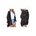 thumbnail image 3 of Women Crochet Cardigan Sweater Kimonos Boho Solid Color Oversized Fall Open Front Outwear Black XL, 3 of 7
