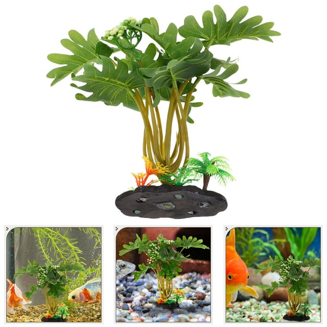 SHOWERORO Aquarium Artificial Plastic Plants Large Leaf For Freshwater And Saltwater Environments 1Set