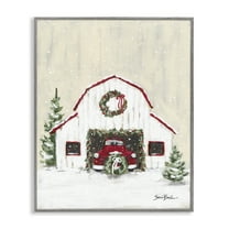 Stupell Industries Seasonal Garlands Barn Holiday Painting Gray Framed Art Prints Wall Art, 11 x 14