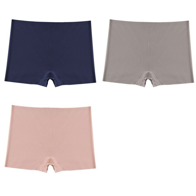 TrowBridge-bóxer sin costuras para mujer, lencería transpirable, cómoda, ropa interior de satén de seda, 3 piezas