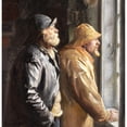 thumbnail image 2 of Michael Ancher 15x15 Black Ornate Wood Framed Double Matted Museum Art Print Titled - Two Fishermen at the Window of the Store (1915), 2 of 5