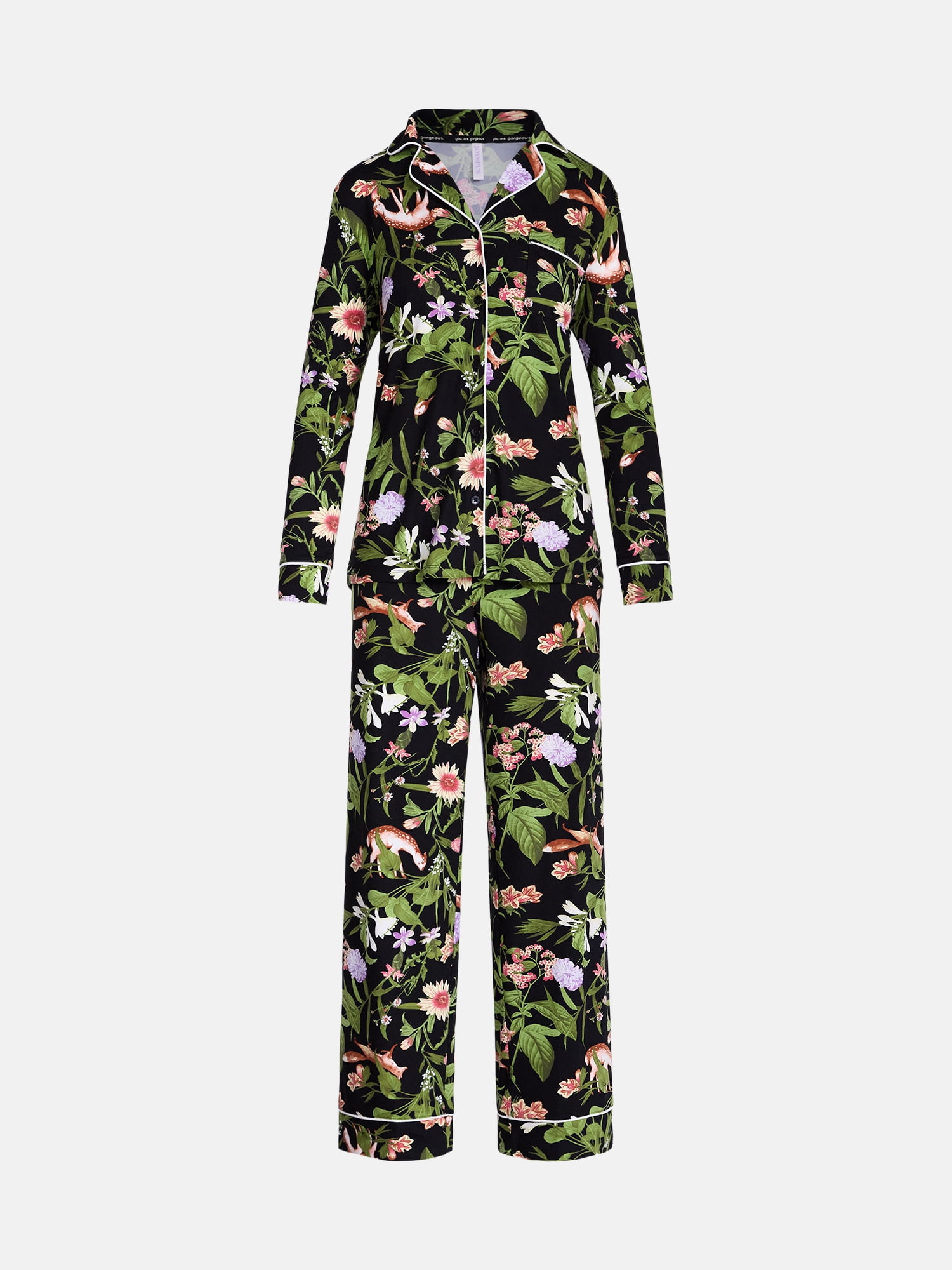 Joyspun Women’s Dreamy Soft Collection Notch Collar Top and Pants, 2-Piece Pajama Set, Sizes XS-3X