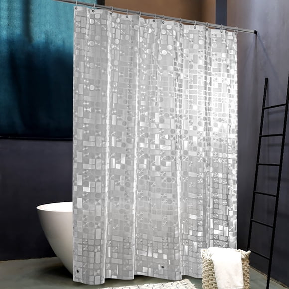 Cortina de ducha NTBAY EVA semitransparente de 180 x 180 cm con forro