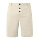 thumbnail image 4 of Pantalones cortos de lino con botones para hombre: cintura elástica, cordón, poliéster transpirable, pierna recta, tallas S-XXXL para primavera/verano, 4 of 5