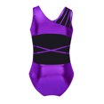 thumbnail image 2 of Fldy Big Girls Sleeveless Open Back with Straps Glittery Ballet Dance Gymnastics Leotard Jumpsuit Purple M, 2 of 7