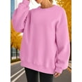 thumbnail image 5 of Women Oversized Sweatshirts Hoodie Fleece Crew Neck Long Sleeve Sweaters Comfy Fall Fashion Outfits Pink XXL, 5 of 9