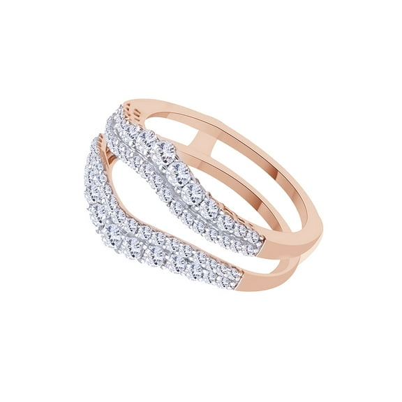 AFFY White Natural Diamond Wrap Enhancer Solitaire Ring In 10k Rose Gold (1 Cttw), Ring Size 4