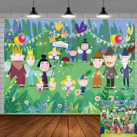 Ben and Holly Backdrop Banner Party Supplies Poster Movie Theme Background for Photography Kids Birthday Decorations