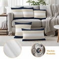 thumbnail image 6 of Pack of 2 Outdoor Pillow Covers 18x18 Inch Waterproof Navy Beige Striped Throw Pillow Covers,Decorative Couch Pillow Case Sham Gradient Geometric Blue White Patio Garden Pillowcases Cushion Covers, 6 of 8