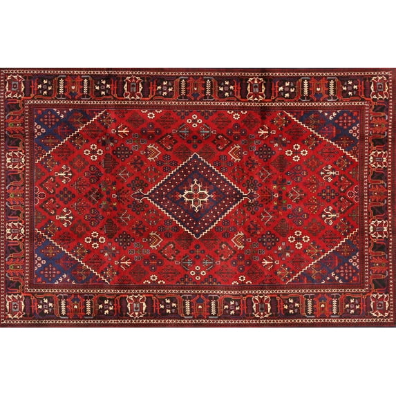 Ahgly Company Indoor Rectangle Traditional Brown Red Persian Area Rugs, 7' x 10'