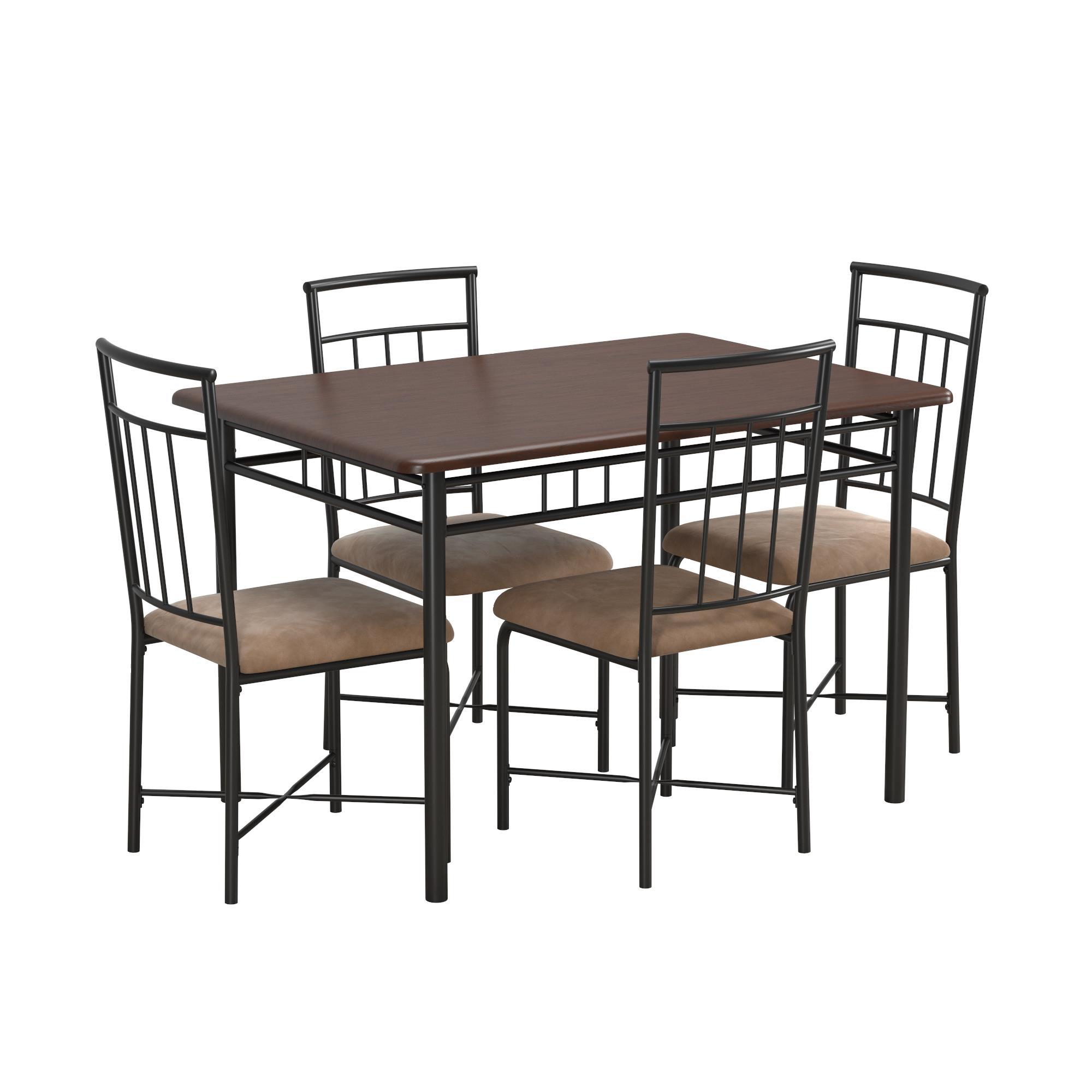 Mainstays Louise Traditional 5-Piece Wood & Metal Dining Set, Deep Walnut - image 4 of 22