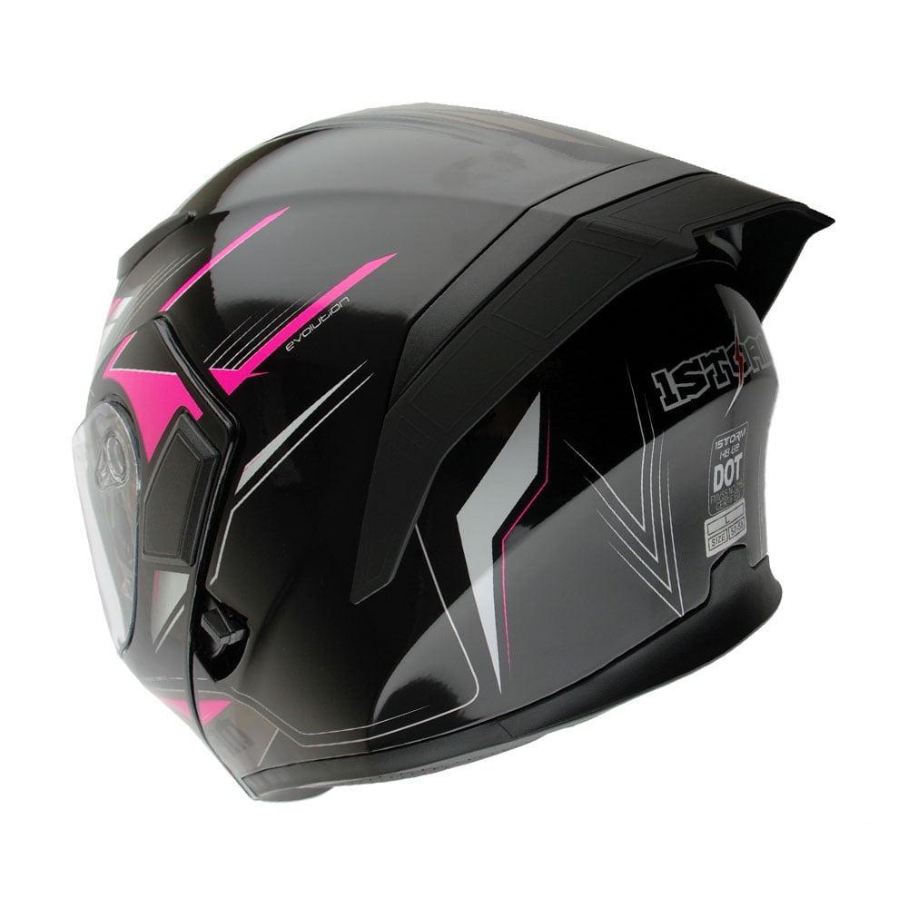 1Storm Motorcycle Modular Full Face Flip up Dual Visor Helmet + Spoiler: HB89 Storm Pink