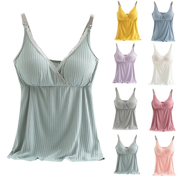 Bixock Tops for Pregnant Women,Basic Tops for Pregnant Women,Women's round-Neck Solid Color Sleeveless Breast Feeding Pregnant Nursing Women Cami Tank Tops T-Shirt