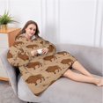 thumbnail image 5 of Oversized Wearable Blanket Hoodie,Brown Buffalo Pattern Sherpa Blanket Hoodie with Super Pockets,Super Warm Fuzzy Pullover for Women & Men, 5 of 6