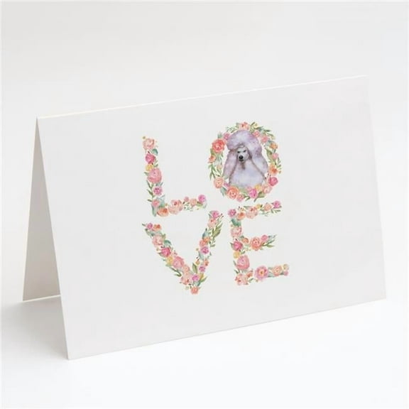White Standard Poodle Love Greeting Cards and Envelopes Pack of 8 7 in x 5 in
